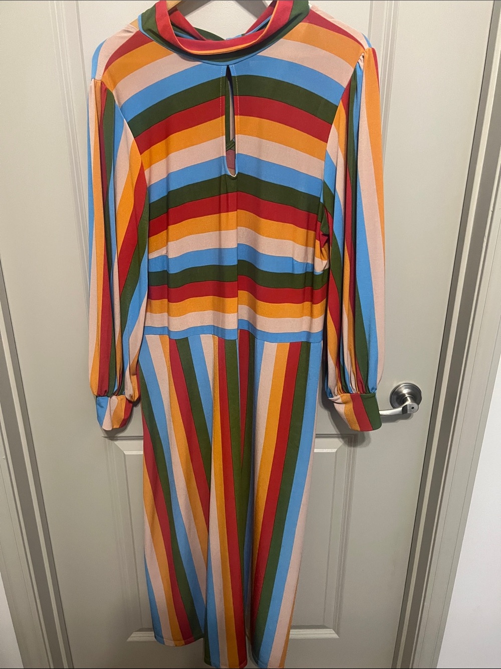Eloquii Rainbow Stripe Maxi Dress with Tie Back - Picture 7 of 8